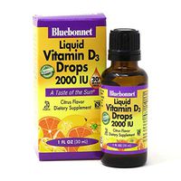 Bluebonnet Nutrition Liquid Vitamin D3 Drops 2000 IU, Aids in Muscle and Skeletal Growth, D3, Non GMO, Gluten Free, Soy Free, Dairy Free, Kosher, 1 fl oz (900 Servings), Citrus Flavor