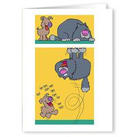 Funny Note Cards - Dog Scares Cat - 18 Boxed Note Cards & Envelopes