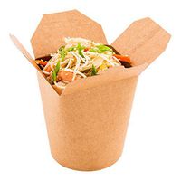 16 oz Round Kraft Paper Round Noodle Take Out Container - 3 1/4" x 3" x 4" - 50 count box - Restaurantware