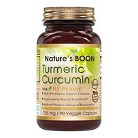 Nature's Boon Premium Quality Turmeric Curcumin with BioPerine(Made with Organic Turmeric Curcumin) 755 Mg Veggie Capsules Glass Bottle 90 Count -Supports Joint Health -Natural Antioxidant Properties
