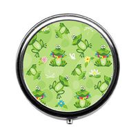 Round Pill Case - Frogs and Toads Custom Fashion Style Pill Box - 3 Compartments Pill Box/Pill case