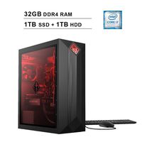 2020 HP OMEN Obelisk Desktop (9th Gen Intel 8-Core i7-9700 up to 4.7GHz, 32GB DDR4 RAM, 1TB SSD (Boot) + 1TB HDD, NVIDIA GTX 1660 Ti 6GB, WiFi, Bluetooth, HDMI, Mouse, Keyboard, Windows 10)