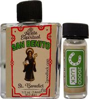 St. Benedict Spiritual Oil With 1 Dram Perfume Set for Magic and Rituals. San Benito Aceite Espiritual Para Rituales Y Magia.