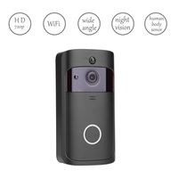WiFi Smart Video Doorbell Camera, 720P HD Wireless Door Bell with IR Night Vision for Home Security, PIR Infrared Human Body Sensor, Mobile Phone Monitoring(Black)