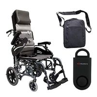 Karman VIP-515 Aluminum Lightweight Transport Wheelchair VIP515TP-18, 18"W X 16"D Seat, Flip Back Adjustable Armrests & Free 130 dB Black Personal Safety Alarm/Siren! + Front Zip Pocket Bag Black!