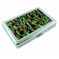 Cactus Desert Plant S5 Silver Cigarette Case Metal Wallet Id Holder 4" X 2.75" RFID Protection
