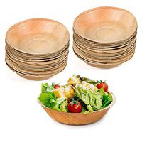 100% Compostable Palm Leaf Bowls 100 Pack - 13 oz Eco-Friendly Soup Bowls - 7" Disposable Salad Bowls - Natural Biodegradable Heavy-Duty Bulk Party Set for Wedding, Easter, Birthday & All Occasions