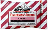 Cough Drops by Fisherman's Friend, Cough Suppressant and Sore Throat Lozenges, Cherry Sugar Free Menthol Flavor, 20 Count