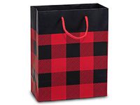 Buffalo Plaid Matte Design CUB Size 8"x4"x10" Shopping Gift Laminated Paper Bag Package Amount (10)