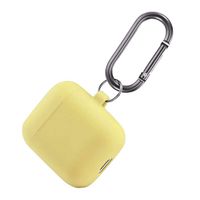 Eve.Ruan Summer Color Simple Soft Silicone Case, Anti-Lost Protective Cover Skin Case for AirPods 1/2, Shock Absorbing Design&Charging Hole Design&Metal Buckle, Suit for Hiking/Running (Yellow)
