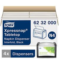 Tork 6232000 Xpressnap Tabletop Napkin Dispenser, 6.1" Height x 7.9" Width x 5.9" Diameter, Black (Case of 4 Dispensers) for use with Tork DX900, DX906E, DX990, 908EX or 13680