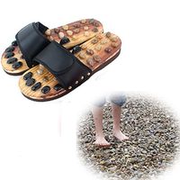 Men Agate Stone Massage Sandals Foot Massage Slippers Relaxation Foot Shoes Bathroom Non-Slip Slippers Upper Adjustable Shoes,41~43
