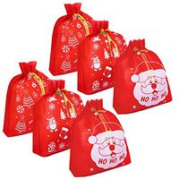 6 Giant Christmas Gift Bags 36" x 44" x 6" Gusset Reusable Made of Durable Fabric with Ribbon and Gift Tag for Holiday Wrapping Extra Large Jumbo Huge Oversized Toys Gift Bags