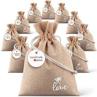 Burlap Bag with Drawstring 5” x 7” for Rustic Wedding 10 Pack - 10 Kraft Tags - Favors for Your Party – Tiny Gift Bags – Pouches Sacks for Christmas – DIY - Jewelry - Reusable Money – Arts & Crafts