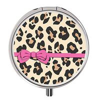 Pill Case - Compact 3 Compartment Medicine Organizer, Customized Round Pill Box for Pocket Traveling and Daily Needs - Leopard