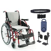 S-Ergo 125 Ergonomic Wheelchair | Seat Size 18" X 17" | Flip-Back Armrest | Upgraded to Elevating Legrests | Frame Color Red & Free 130 dB Matte Blue Safety Alarm! + Black Belt!