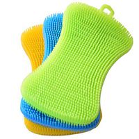 Viewm Silicone Sponge Scrubber for Dishes Fruit Vegetable Scrubber Silicone Sponges for Kitchen Gadgets Brush Accessories,3 Colors Pack