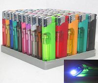 6 Pack Multi Purpose Cigarette Lighter w/ White LED Slide Switch Refillable