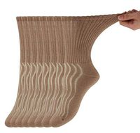 +MD Mens 8 Pairs Non-Binding Cotton Crew Diabetic/Dress Socks with Seamless Toe and Cushion Sole,Brown 10-13