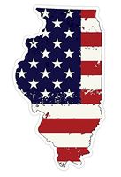 CustomDecal US Illinois State (J14) USA Flag Distressed Vinyl Decal Sticker Car/Truck Laptop/Netbook Window