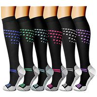 Compression Socks for Women & Men 15-20 mmHg, Best Medical, Nursing, for Running, Athletic, Edema, Diabetic, Varicose Veins, Travel (Small/Medium, 17 Yellow/Black/Blue/Black/Red/Black/Green/Black)