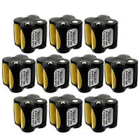 10x Exell Custom 4.8V 400 mAh 4x2/3AA Square Battery Pack with Button Top