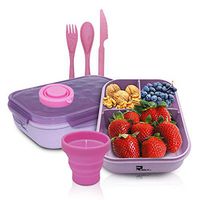 Bento Box for Adults & Kids Leakproof With 3 Compartments BPA Free with free Cutlery and cup