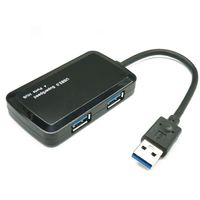 Bluwee 4-Port Compact Portable High Speed USB 3.0 Data Hub for Windows, Mac OS, Linux with Built-in 6-Inch USB 3.0 Cable (Black)