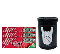 Herb Airtight Container Fresh Kettle with Juicy Jay's Raspberry 1.25 Flavored Hemp Rolling Papers 3 Count DC Crafts Nation- Metal
