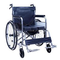 Hong Tai Yang XF Wheelchair, Leather Folding Thick Steel Frame Old Man Light Transport Driving Ergonomic Ultra-Light Adult, Pull-Type Potty, Double Brake, seat Width 46cm Armchairs (Color : Blue)