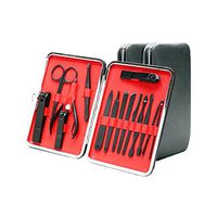 Meccion Manicure & Pedicure Kit, 15 in 1 Stainless Steel Professional Pedicure Kit Nail Scissors Grooming Kit with Black Leather Travel Case