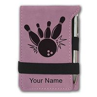 Mini Notepad, Bowling Ball and Pins, Personalized Engraving Included (Pink)