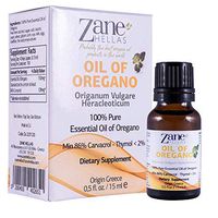 Zane Hellas 100% Undiluted Oregano Oil. Pure Greek Wild Essential Oil of Oregano .86% Min Carvacrol. 129 mg Carvacrol Per Serving. Probably The Best Oregano Oil in The World. 0.5 fl. oz. - 15 ml