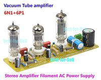FidgetFidget Stereo Vacuum Tube Amplifier 6N1+6P1 Valve Board Filament AC Power Supply w/Tube