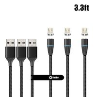 NetDot Gen12 Micro USB Magnetic Fast Charging Data Transfer Cable Compatible with Android Device(3.3ft/3 Pack Black)