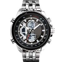 High-end Men's Quartz Watch,Men's Chronograph Quartz Watch with Date Black Analog Display and Stainless Steel Bracelet (Color : Black)