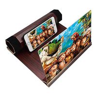 Jonerytime 3D Phone Screen Magnifier Stereoscopic Amplifying 12 Inch Desktop Wood Bracket Gold (Wine)