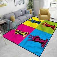 TableCoversHome Modern Animals Door Mats Outdoors, Pop Art Hands Count Numbers Pattern Printing Carpet, Easy Maintenance Area Rug Living Room Bedroom Carpet (8'x 10')