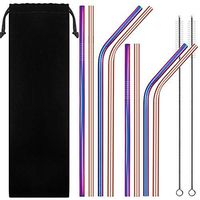 Stainless Steel Straws for 30oz 20oz Tumblers Cups Mugs, IHUIXINHE Set of 8 Reusable Metal Drinking Straw with Cleaning Brush for 30 20 Ounce Yeti Rambler Rtic Ozark Trail (Rose Gold, Colorful)