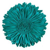 JWH Handmade 3D Flowers Accent Pillow Round Sunflower Cushion Decorative Pillowcase with Pillow Insert Home Sofa Bed Living Room Decor Gift 12 Inch / 30 cm Wool Dark Cyan