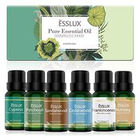 Essential Oils Set, ESSLUX Woody Collection with Cypress, Cedarwood, Patchouli, Sandalwood, Frankincense, Nutmeg Essential Oils, Perfect for Diffuser, Home Fragrance & Massage, 6x10 ML
