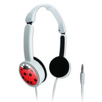 Novelty Travel Portable On-Ear Foldable Headphones Ladybug Ladybugs - Red Black
