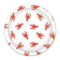 Pack of 96 Disposable White and Red Crawfish Dinner Plates 9"