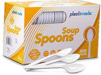 [300 Soup Spoons] Plastimade White Disposable Extra Heavyweight Plastic Spoons, Ideal for Wedding, Catering, Parties, Buffets, Events, Or Everyday Use, 1 Pack