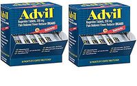Advil (100 Packets of 2 Capsules) Pain Reliever/Fever Reducer Coated Tablet, Individually Sealed, 200mg Ibuprofen, Temporary Pain Relief, Travel Pack, Greeting Cards Included