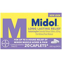 Midol Long Lasting Relief, For Menstrual Period Symptoms, Including Premenstrual Cramps, Pain, and Headache, Caplets, 20 Count (Packaging May Vary)