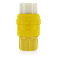 Leviton 78W82-C 30 Amp, 277/480V 3 Phase WYE, NEMA L22-30, 4P, 5W Industrial Grade, Grounding, Wetguard Locking Connector for Single Inlet, Yellow