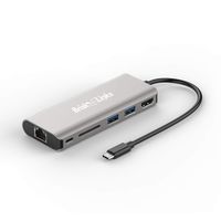 Brisk Links USB C Hub, 6-in-1 USB-C Adapter, Includes: USB C to 4K HDMI, 2 USB 3.0 Ports, SD Card Reader, USB-C Power Delivery, with Ethernet Port, Includes A Bonus High Speed HDMI Cable.
