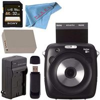 Fujifilm instax SQUARE SQ10 Hybrid Instant Camera #600018496 + Sony 32GB SDHC Card + Rechargable Li-Ion Battery + External Rapid Charger + Card Reader + Fibercloth Bundle