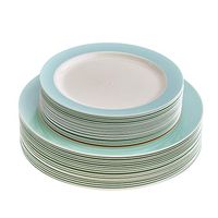 DISPOSABLE 80 PC DINNERWARE SET | 40 Dinner Plates | 40 Salad Plates | Heavy Duty Plastic Dishes | Elegant Fine China Look | Pastel Collection (Turquoise)